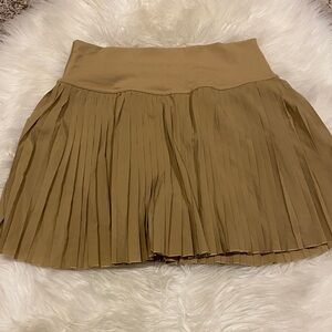 Pleated Mini Skirt in Camel Tan